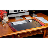 Burgundy Leather with Black Trim Desk Pad, 25.5 x 17.25